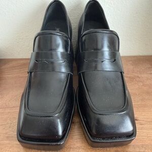 Jeffrey Campbell Black Square-Toe Leather Heels